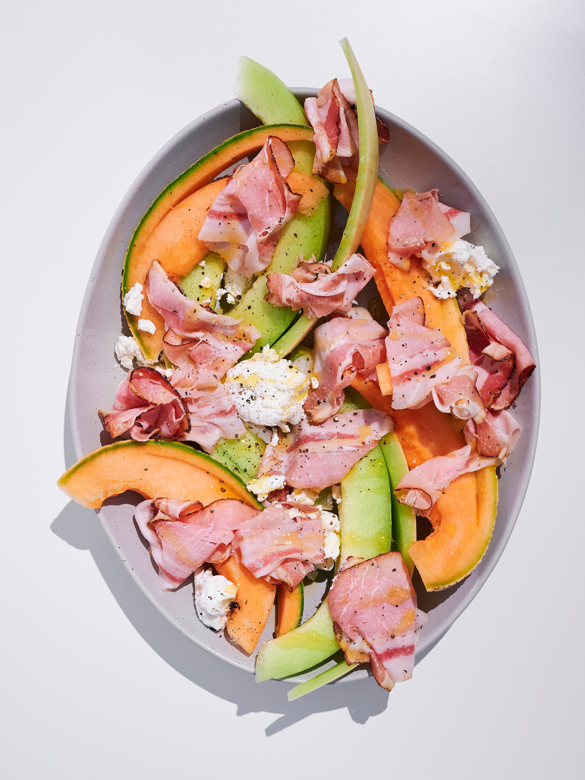 landrauchschinken with cantelope and burrata