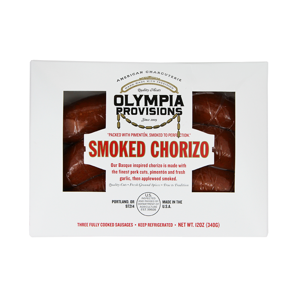 Smoked chorizo retail pack front facing.