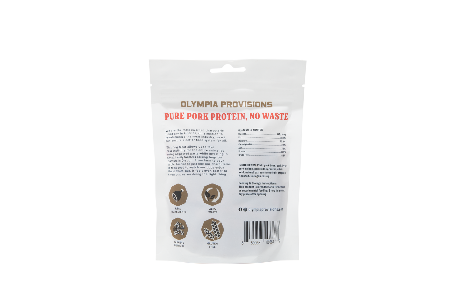 Retail dog treat back.