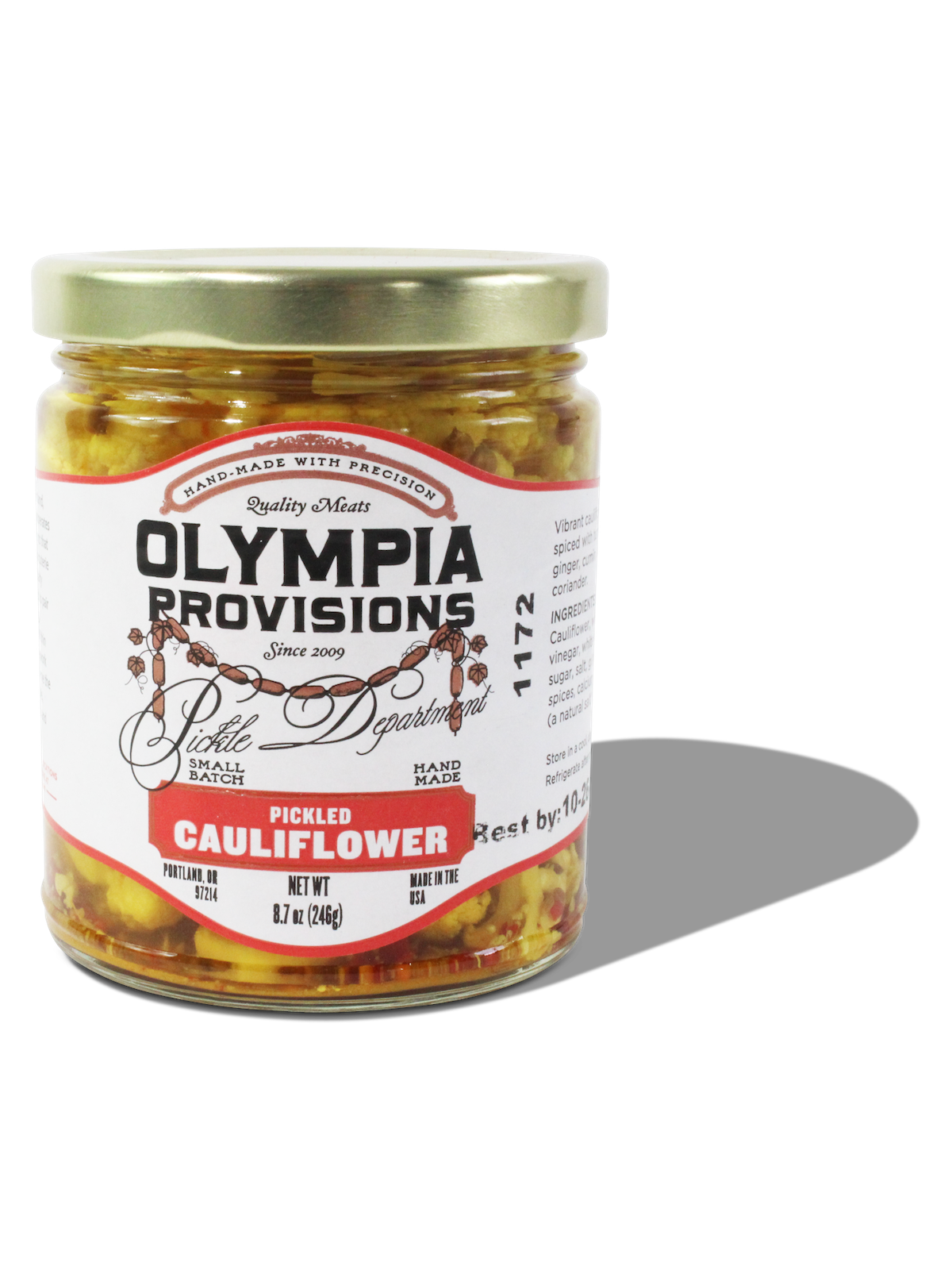 pickled cauliflower in jar