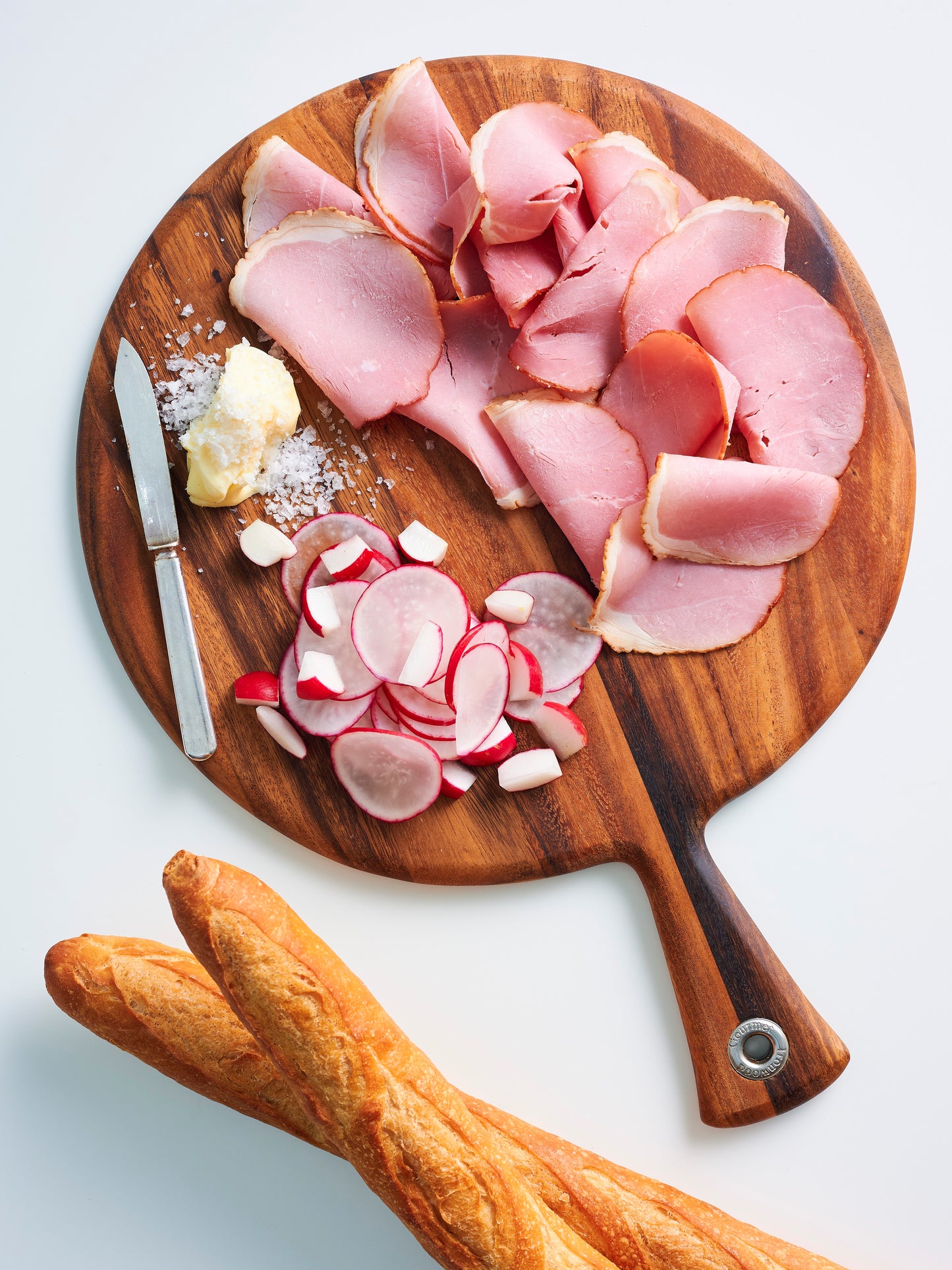 silced ham with radish and butter
